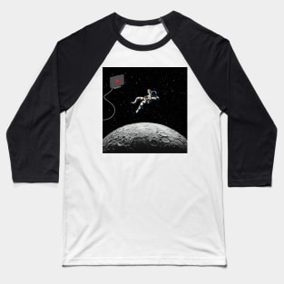 Astronaut Watching Tv On The Moon Baseball T-Shirt